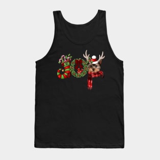 Christmas Joy Dwarf Stocking Reindeer YorkShire Terrier Tank Top